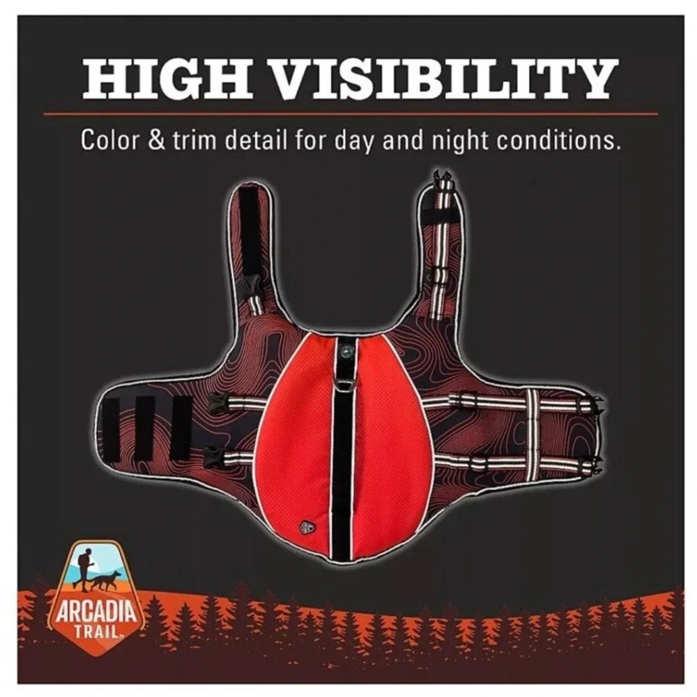 Arcadia Trail Dog High Visibility‎ Flotation Life Jacket Swim Aid Size XXL Coral